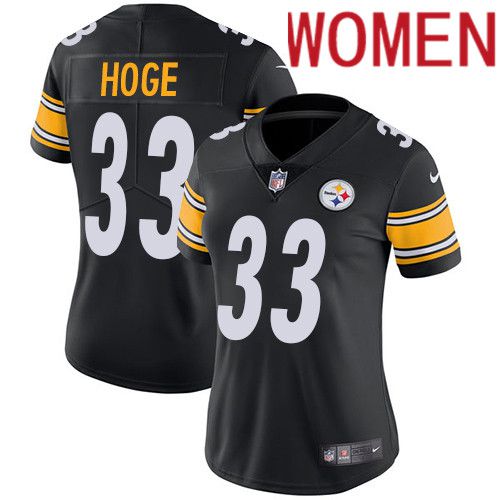 Women Pittsburgh Steelers 33 Merril Hoge Nike Black Vapor Limited NFL Jersey